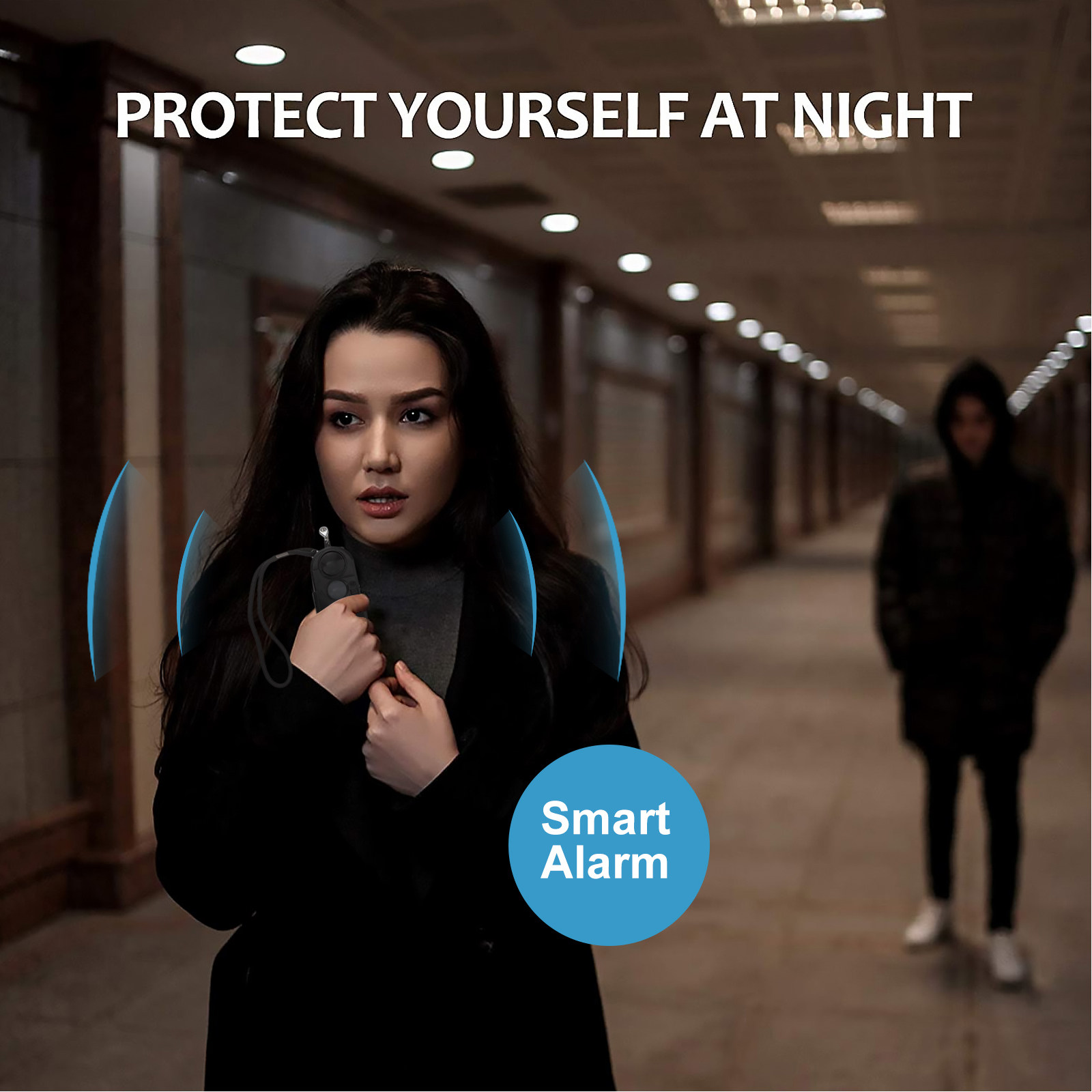 Personal Alarm Keychain - Breloczek z osobistym alarmem, diodą LED,