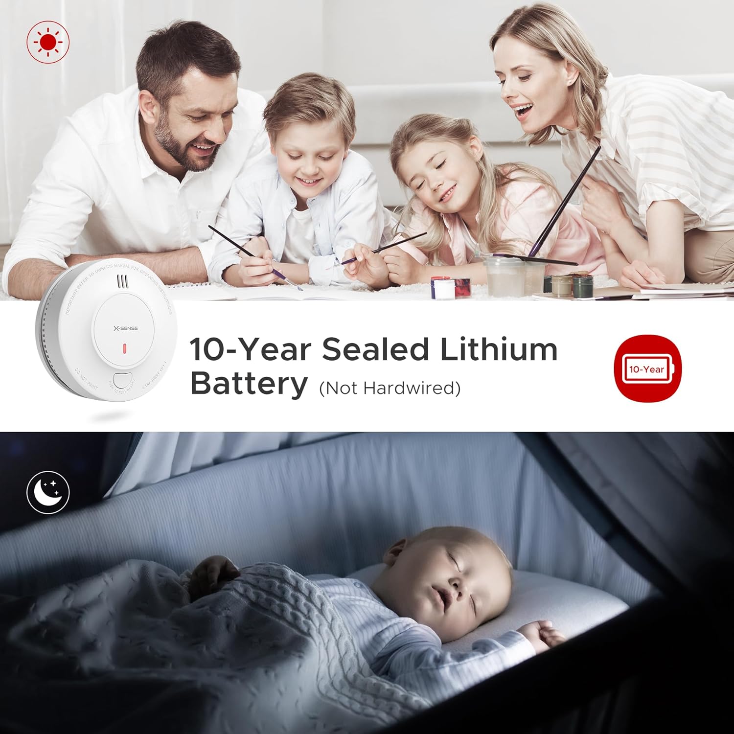 Czujka dymu X-Sense, 10-letnia – Smoke Detector Interconnected recenzja i cena