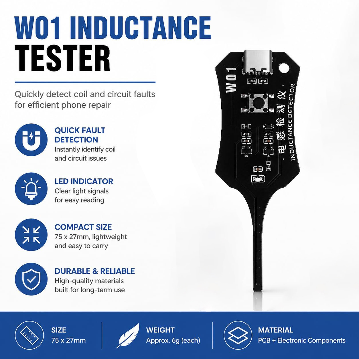 Tester indukcyjności typu C W0 – Co Detector Plug recenzja i cena